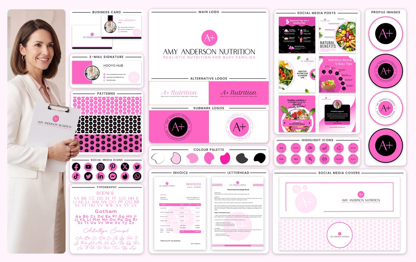 Amy Anderson Nutrition brand identity designed by The Quantum Solutions