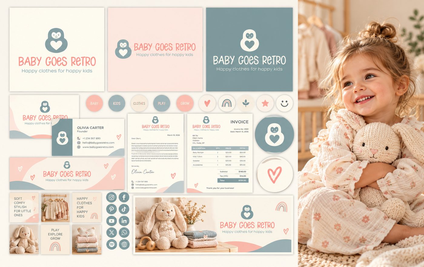 Baby Goes Retro brand identity designed by The Quantum Solutions