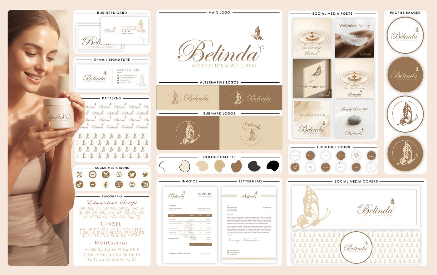 Belinda — Aesthetics & Wellness brand identity designed by The Quantum Solutions
