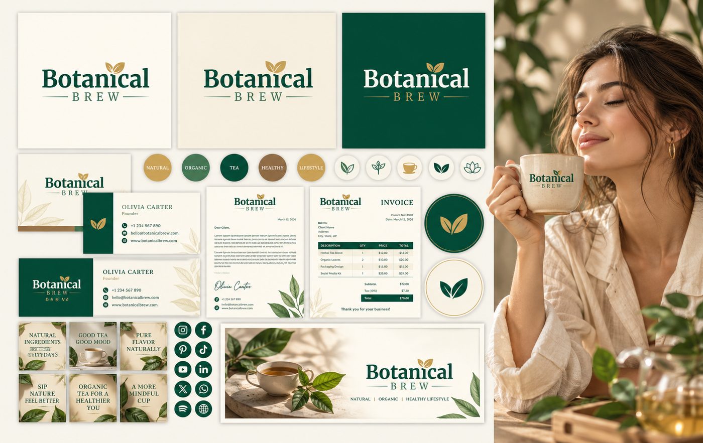 Botanical Brew brand identity designed by The Quantum Solutions