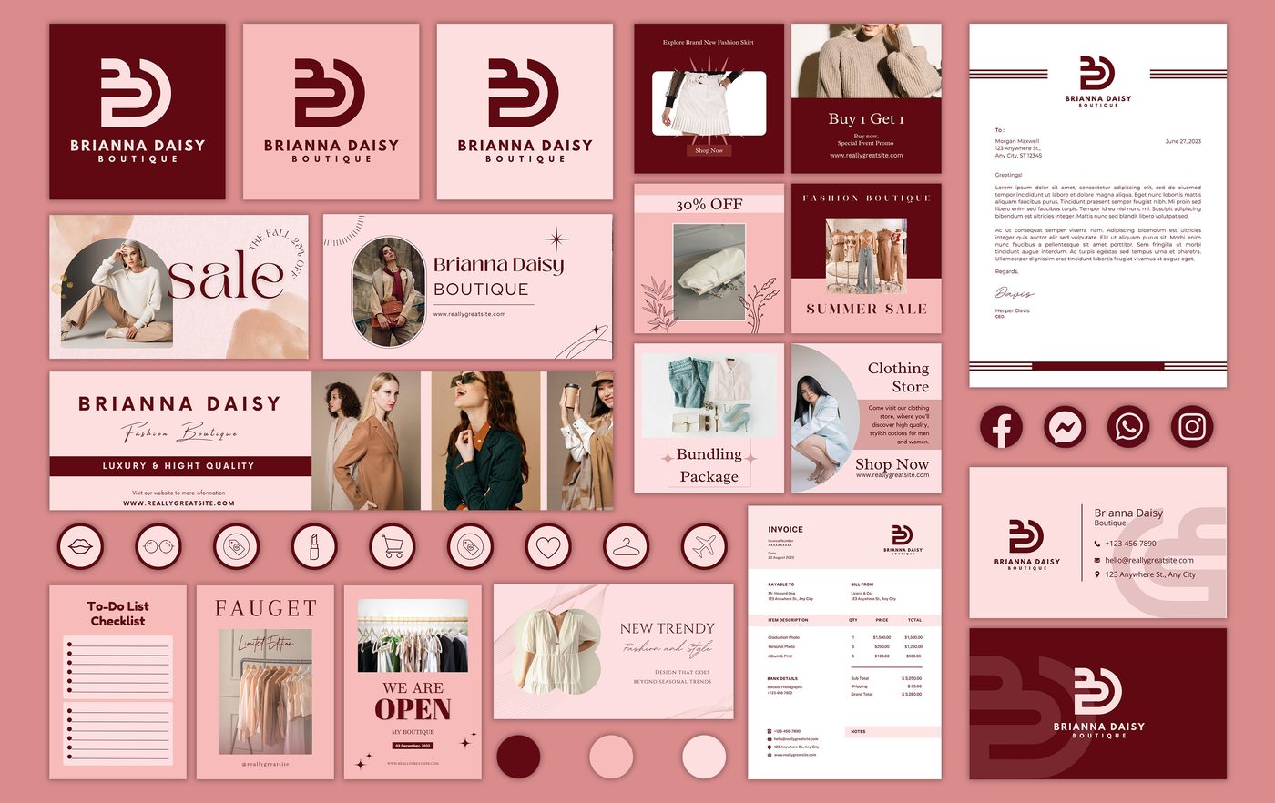 Brianna Daisy Boutique brand identity designed by The Quantum Solutions