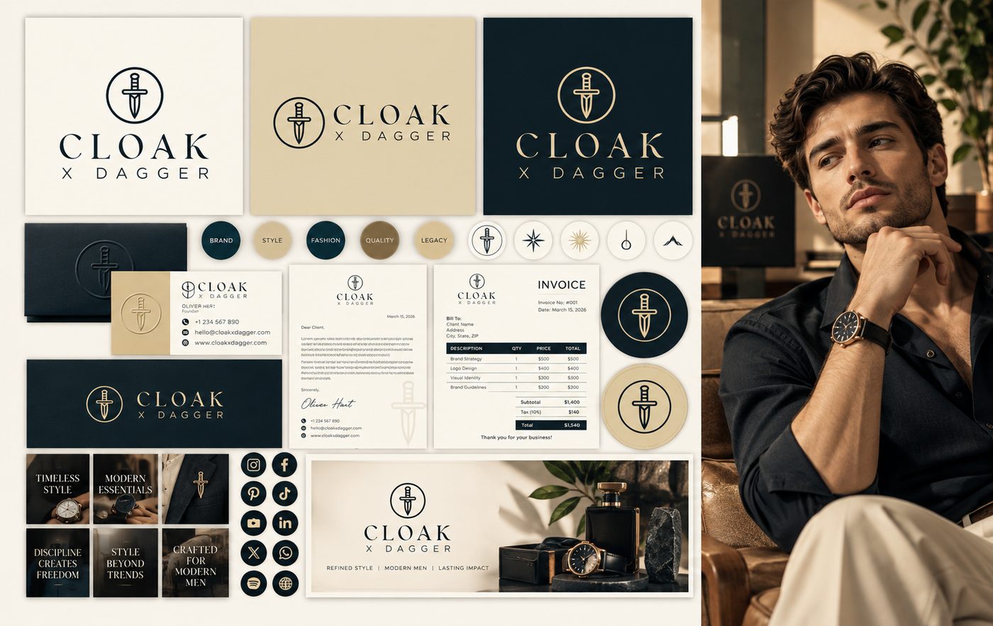 Cloak X Dagger brand identity designed by The Quantum Solutions
