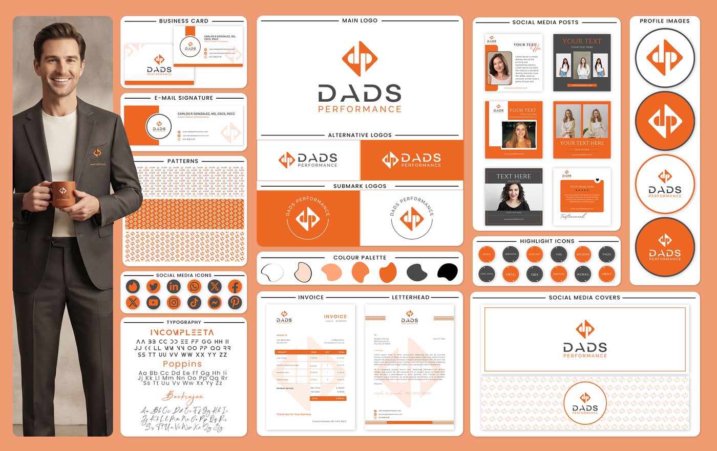 Dads Performance brand identity designed by The Quantum Solutions