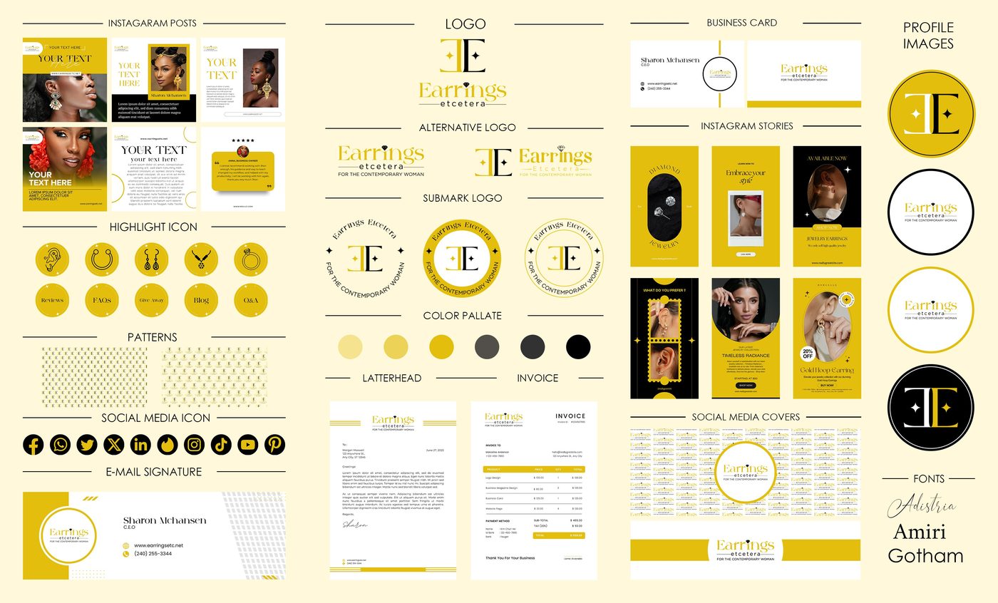 Earrings Etcetera brand identity designed by The Quantum Solutions