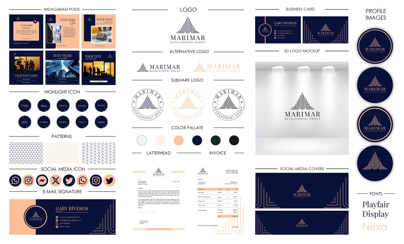 Marimar Development Group brand identity designed by The Quantum Solutions