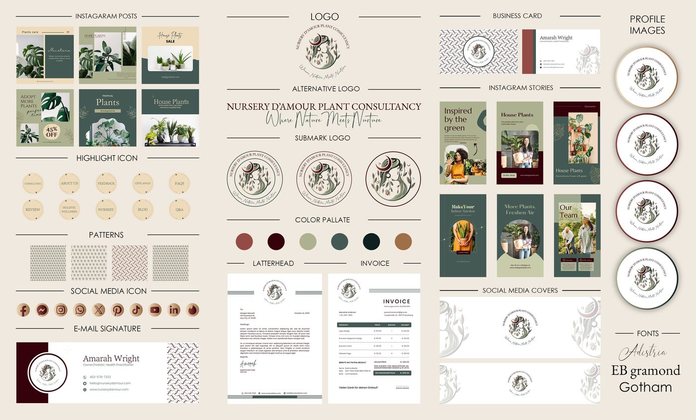 Nursery D'Amour Plant Consultancy brand identity designed by The Quantum Solutions