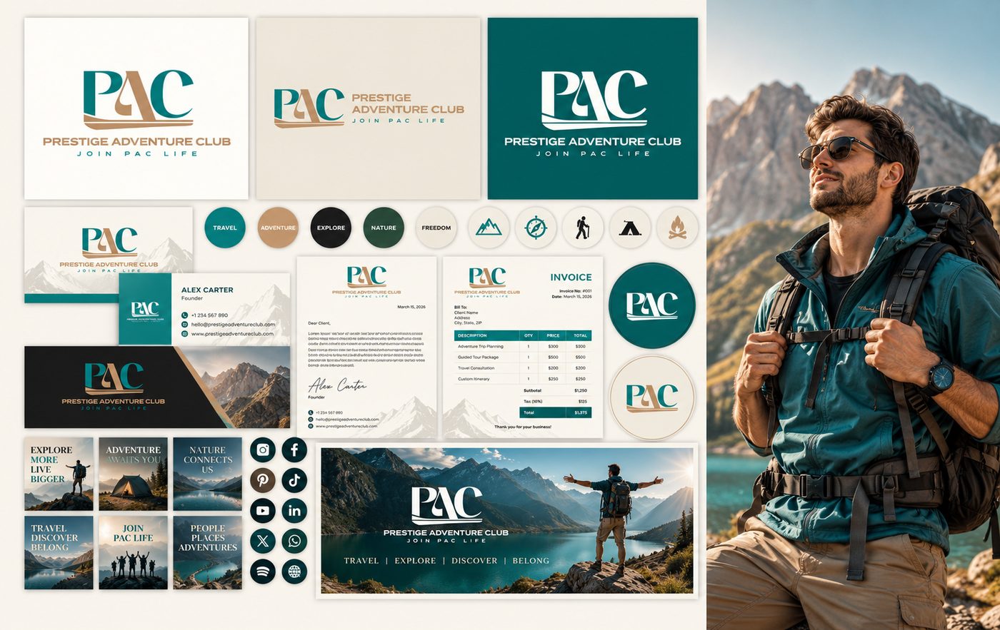 Prestige Adventure Club brand identity designed by The Quantum Solutions