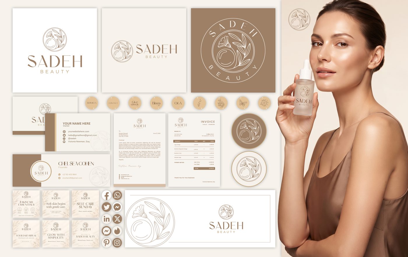 Sadeh Beauty brand identity designed by The Quantum Solutions
