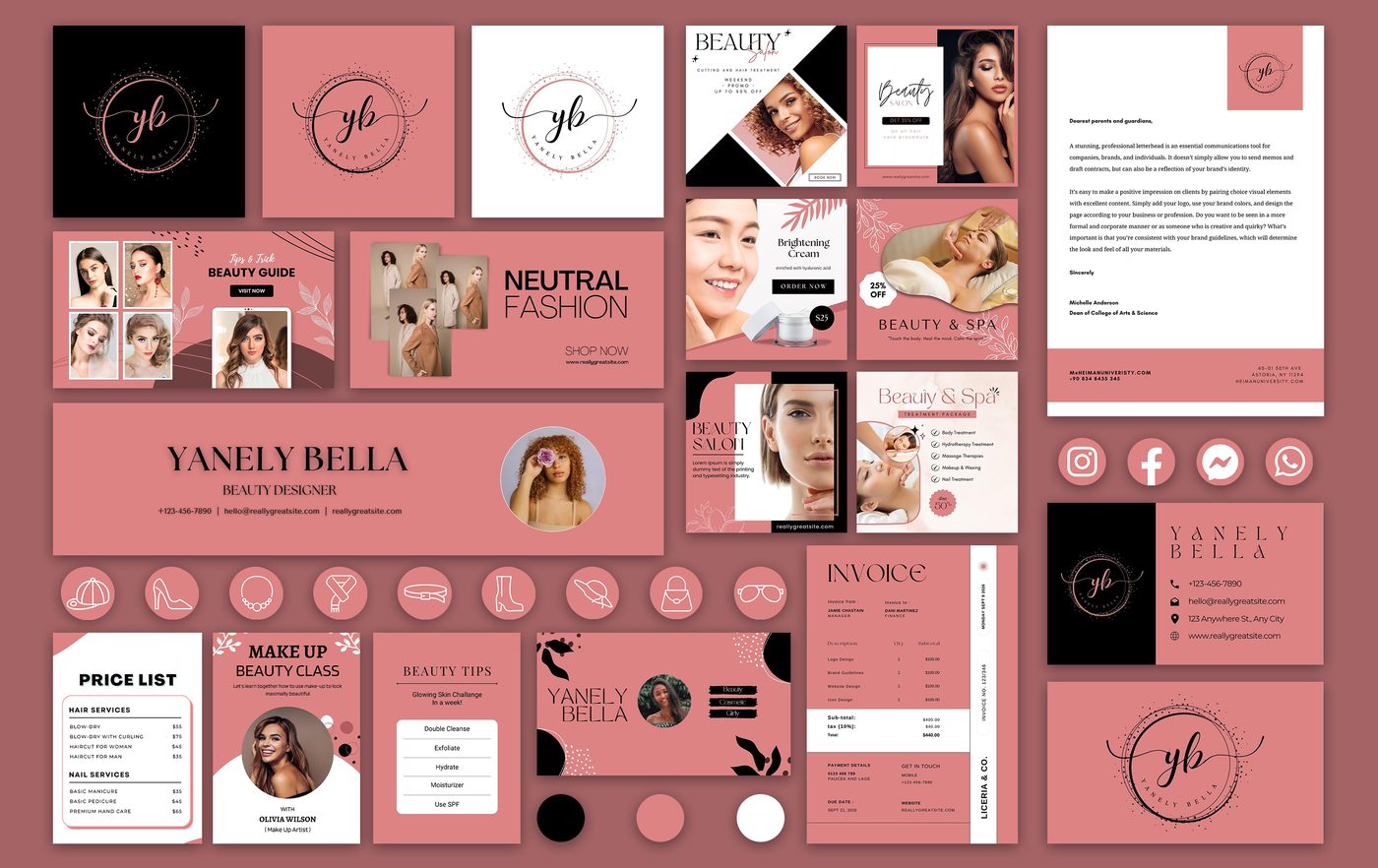 Yanely Bella brand identity designed by The Quantum Solutions